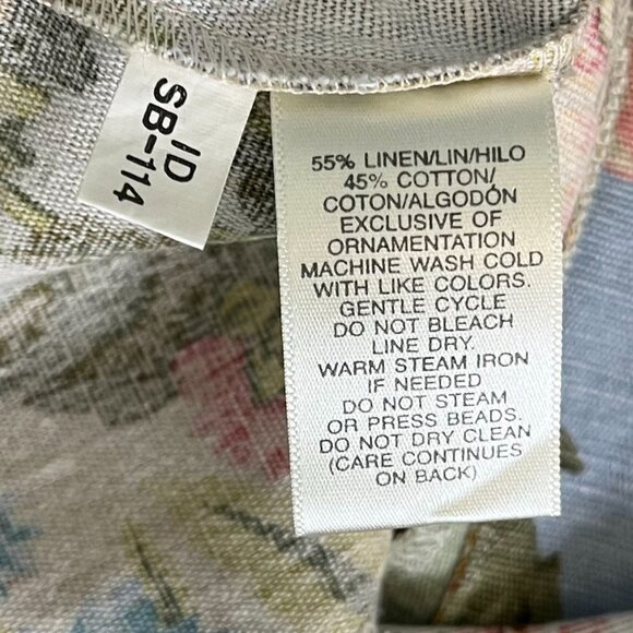 Susan Bristol Multicolor Patchwork Floral Linen Cotton Button Front Vest Small - Picture 12 of 13